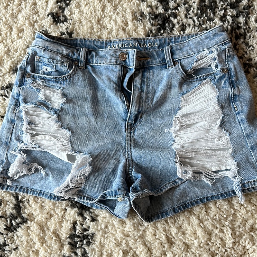 American Eagle comfort stretch high waisted jean mom shorts